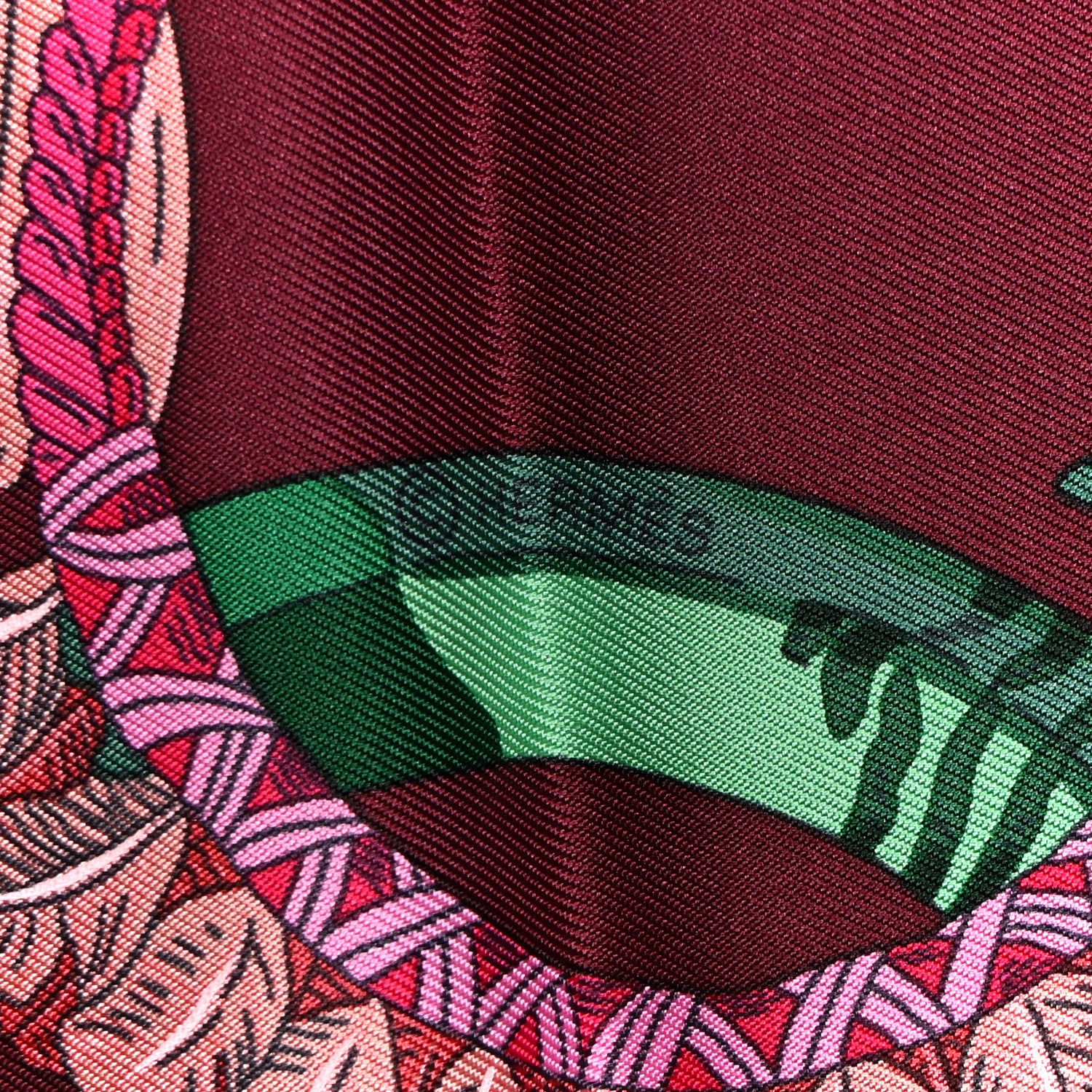 Hermes Silk Bracelets de Lumière Scarf 90  Bordeaux Emeraude Rose Vif 3 of 4