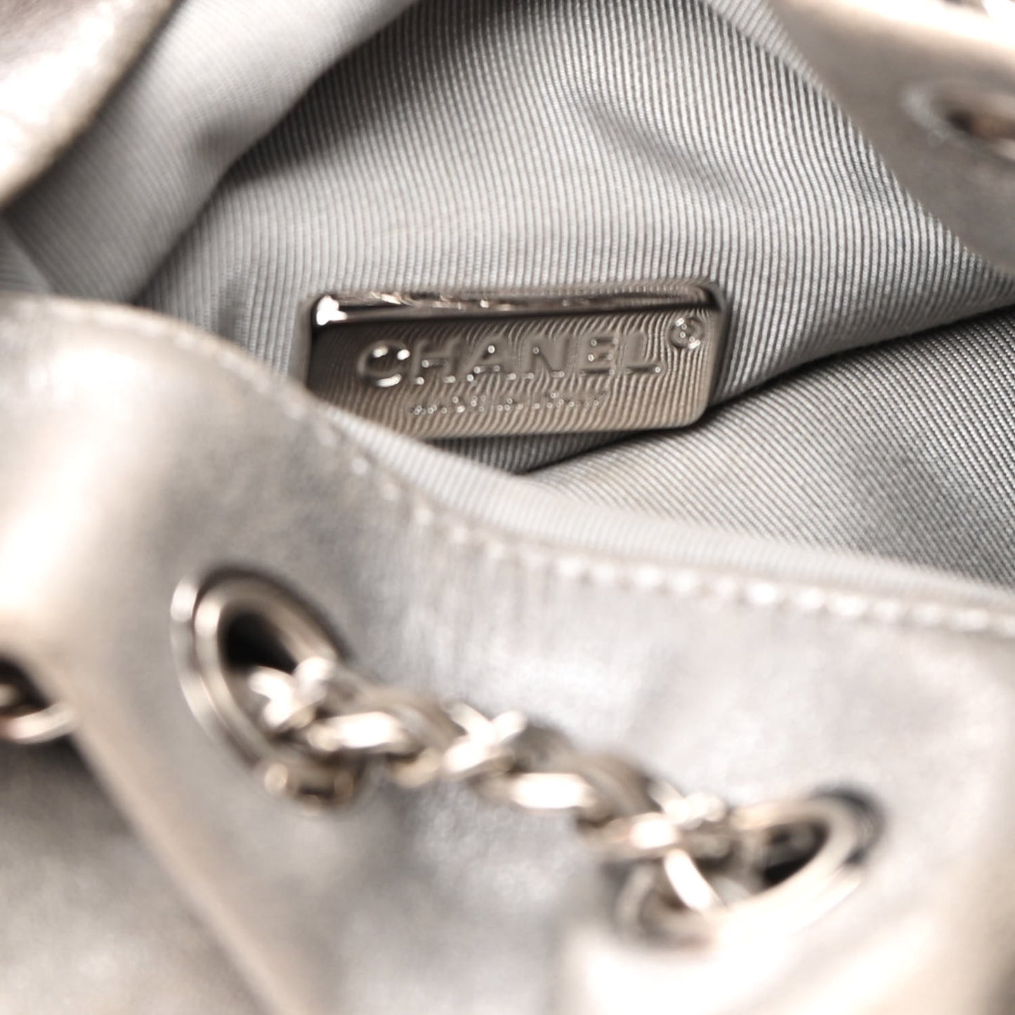 Metallic Lambskin Quilted Small In Seoul Backpack Dark Silver
