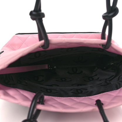 Chanel Calfskin Quilted Medium Cambon Tote Pink Black 5 of 11