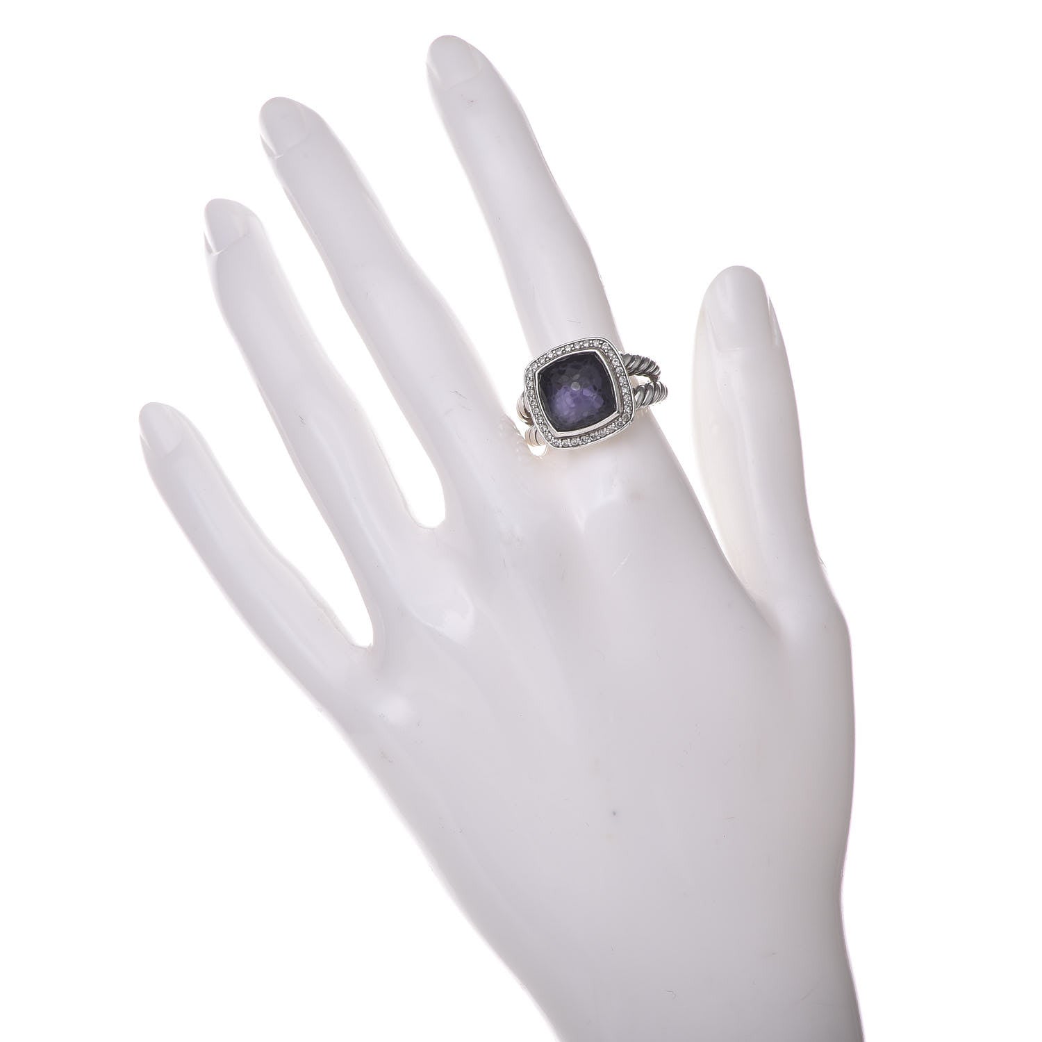 David Yurman Sterling Silver Diamond Black Orchid 11mm Albion Ring 58 8.5 2 of 5