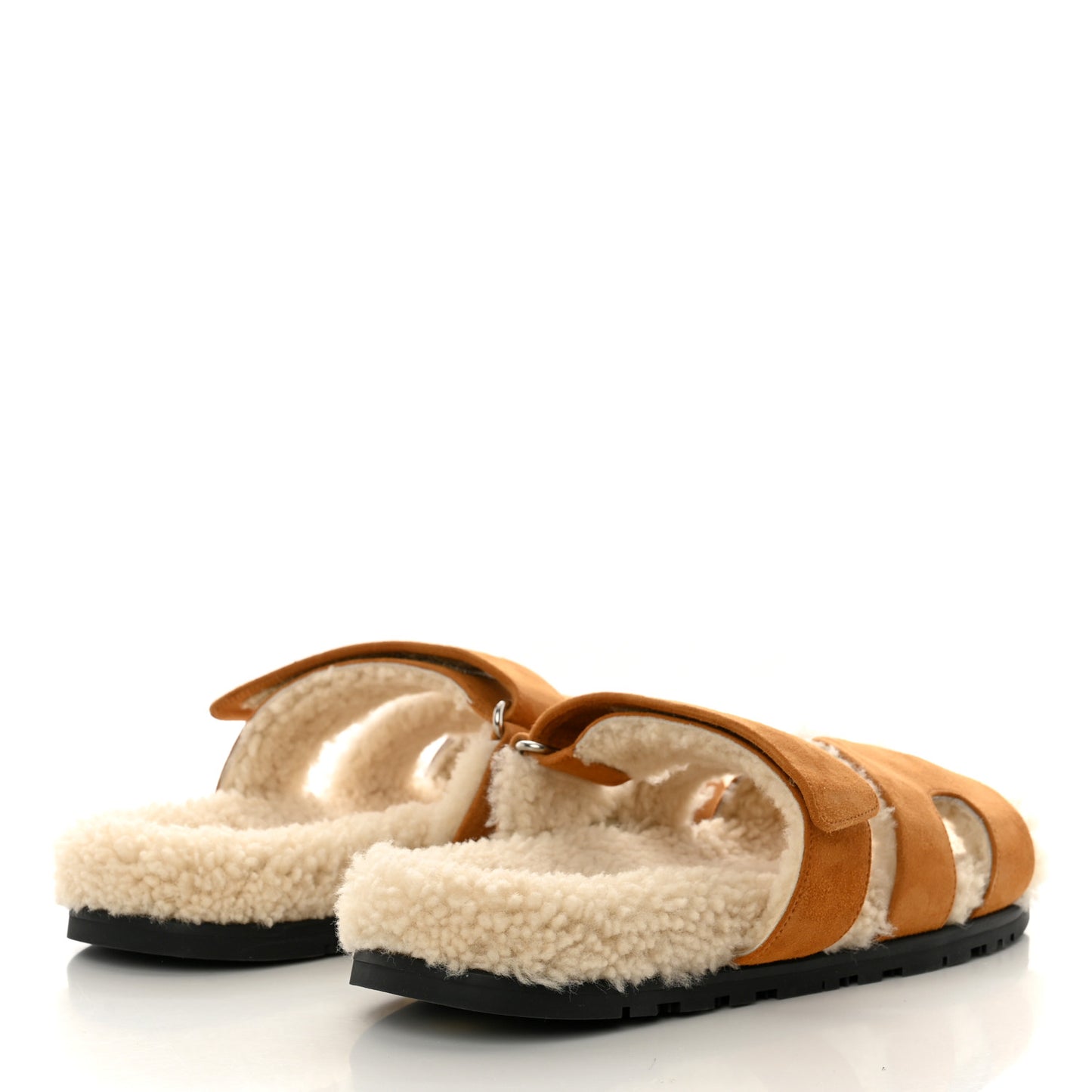 Suede Goatskin Woolskin Mens Chypre Sandals 42 Brun Fume Ecru