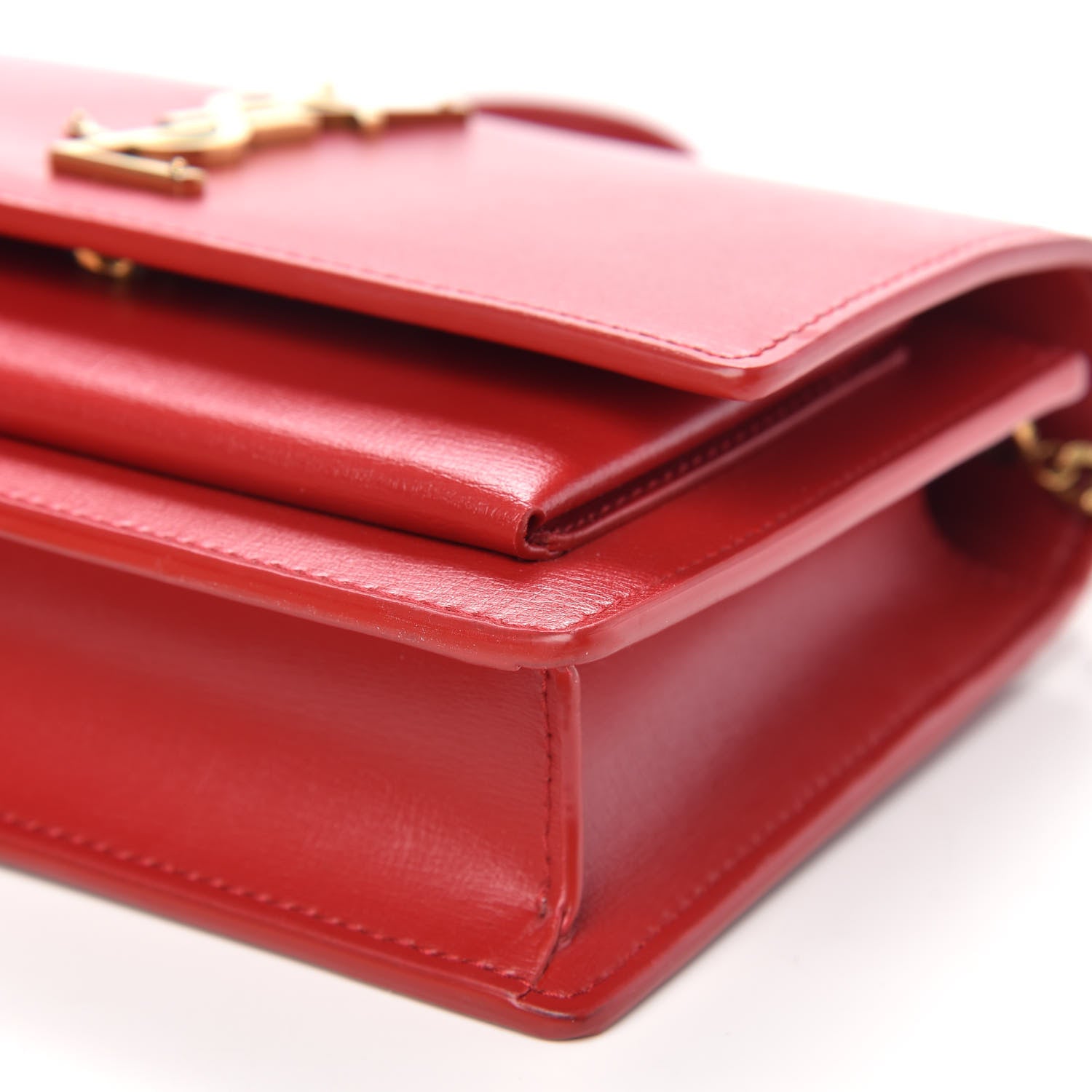 Saint Laurent Calfskin Monogram Sunset Chain Wallet Rosso 8 of 8