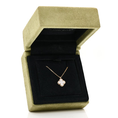Van Cleef & Arpels 18K Yellow Gold Mother of Pearl Sweet Alhambra Pendant Necklace 6 of 6