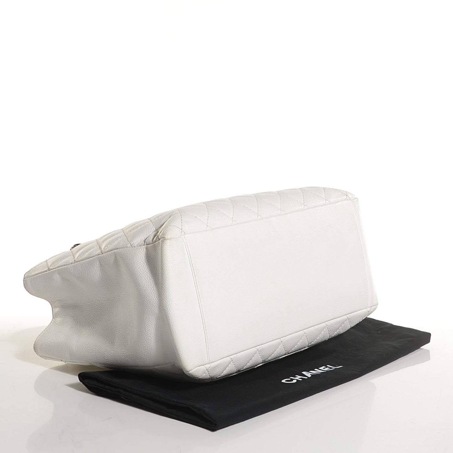 Caviar Quilted Grand Shopping Tote GST White