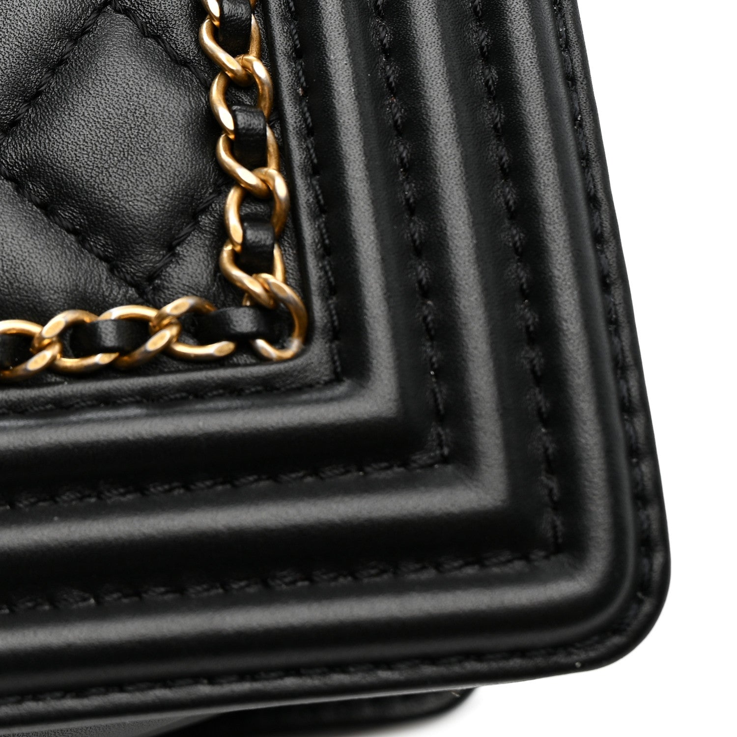 Chanel Lambskin Quilted Medium Chain Around Boy Flap Black Black 12 of 15