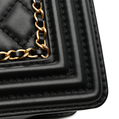Chanel Lambskin Quilted Medium Chain Around Boy Flap Black Black 12 of 15