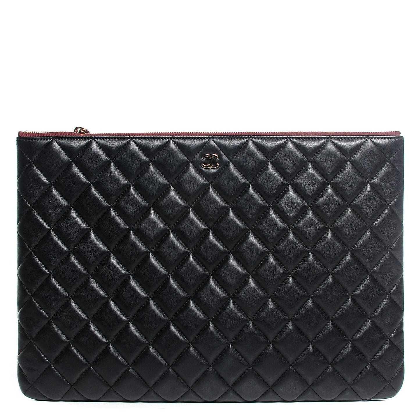 Lambskin Quilted Large Cosmetic Case Black