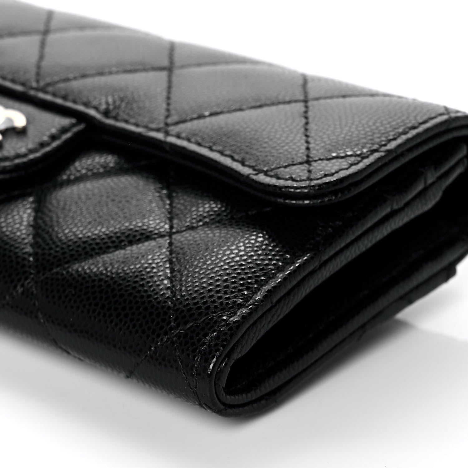 Chanel Caviar Quilted Medium Gusset Flap Wallet Black 10 of 11