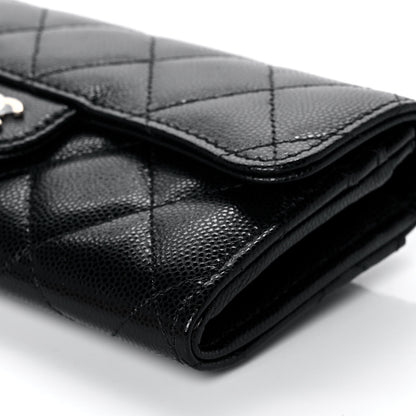 Chanel Caviar Quilted Medium Gusset Flap Wallet Black 10 of 11