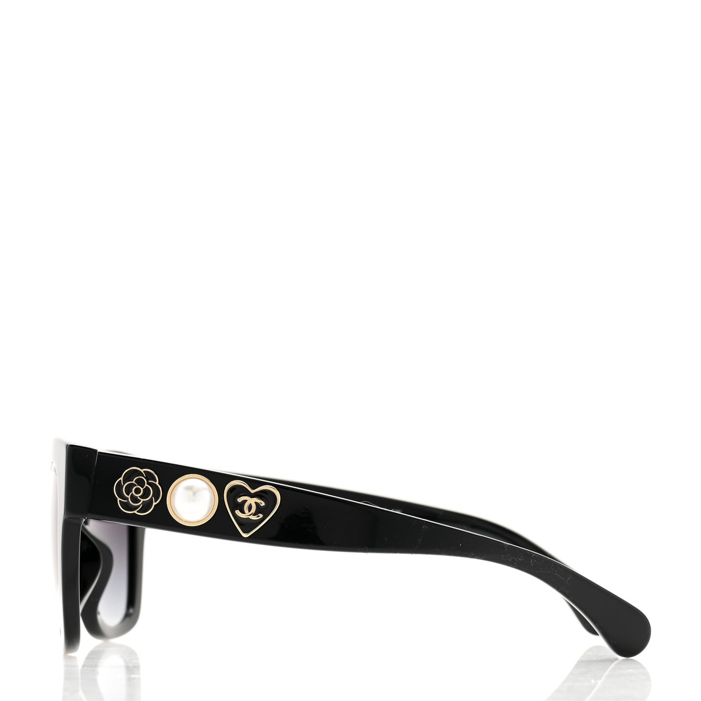 Acetate Square CC Heart Sunglasses 5478-A Black