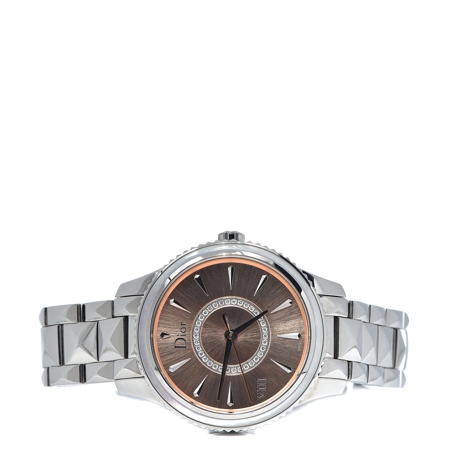 Stainless Steel Diamond 32mm Dior VIII Montaigne Quartz Watch Pink