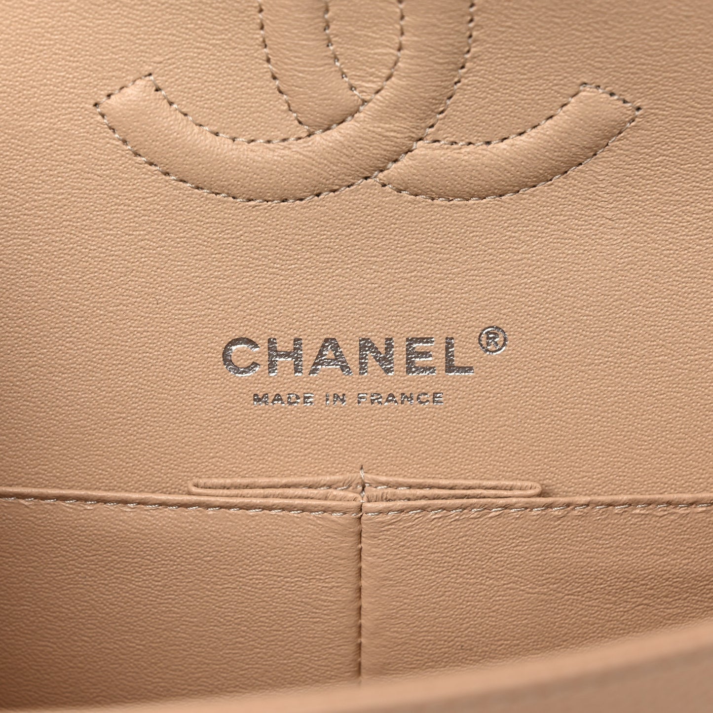 Caviar Quilted Medium Double Flap Beige