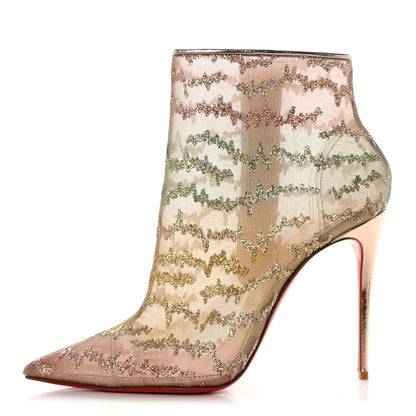 Christian Louboutin Rete Tulle Nancy Bootie 100 Ankle Boots 39 Multicolor Blush 1 of 9