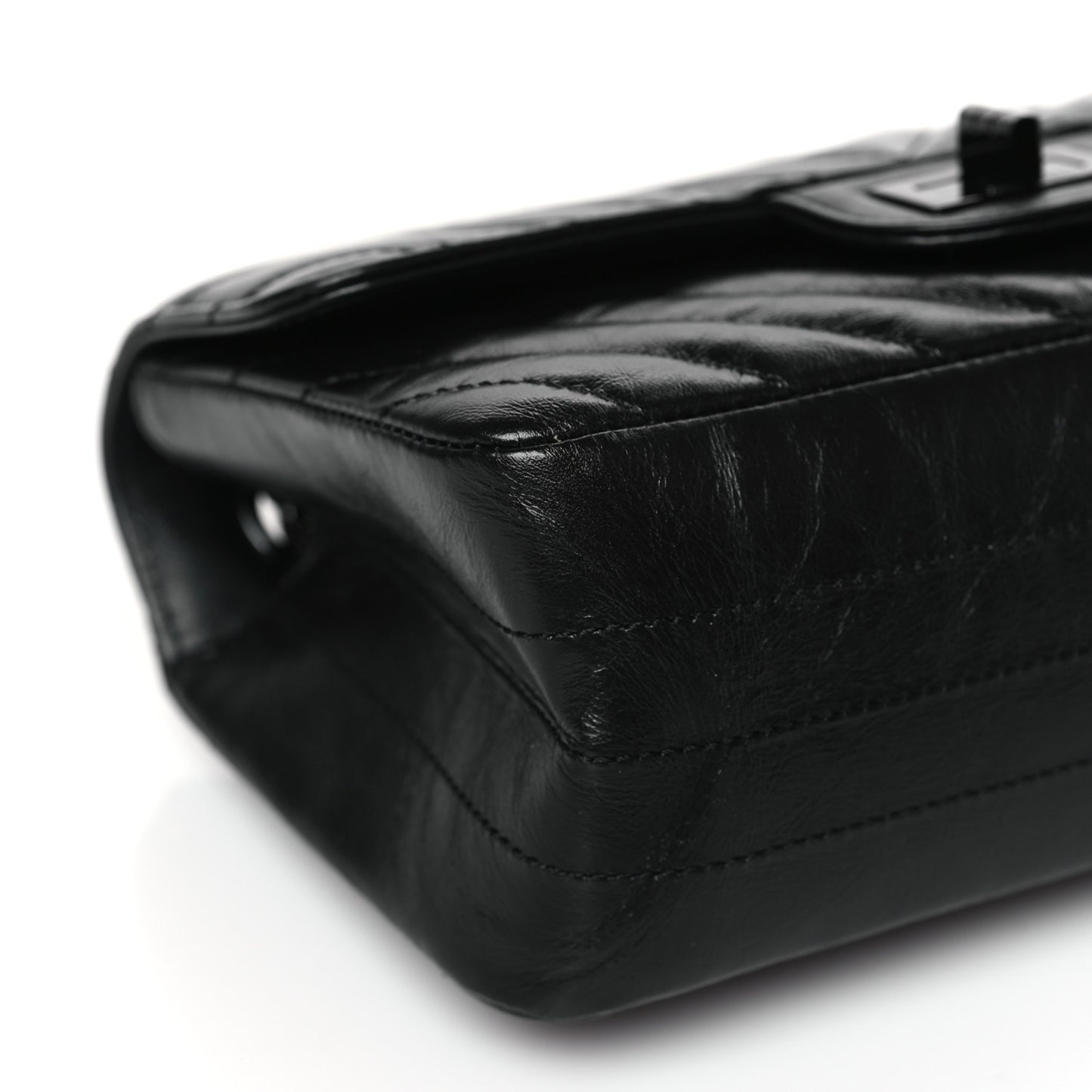 Aged Calfskin Chevron Quilted 2.55 Reissue Mini Flap So Black