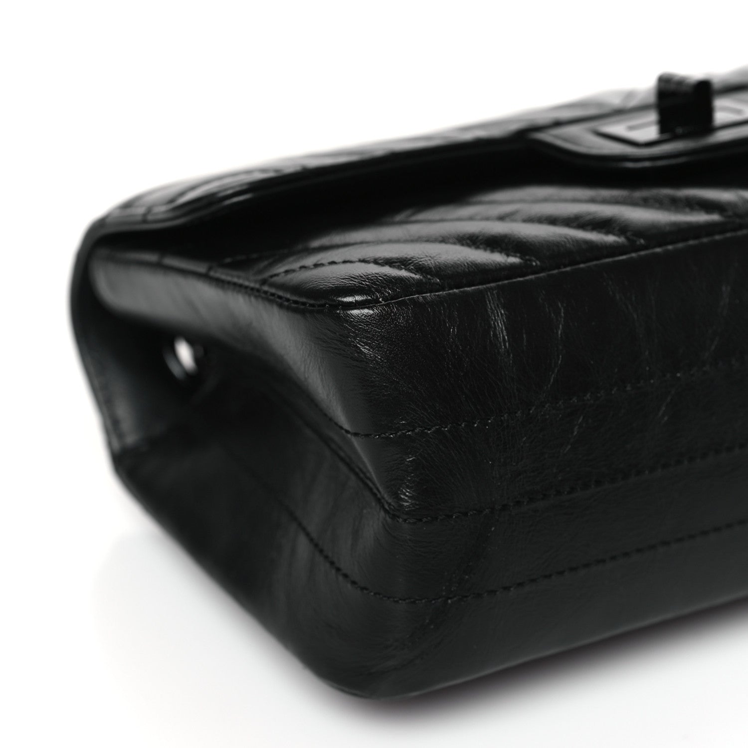 Chanel Aged Calfskin Chevron Quilted 2.55 Reissue Mini Flap So Black 8 of 10