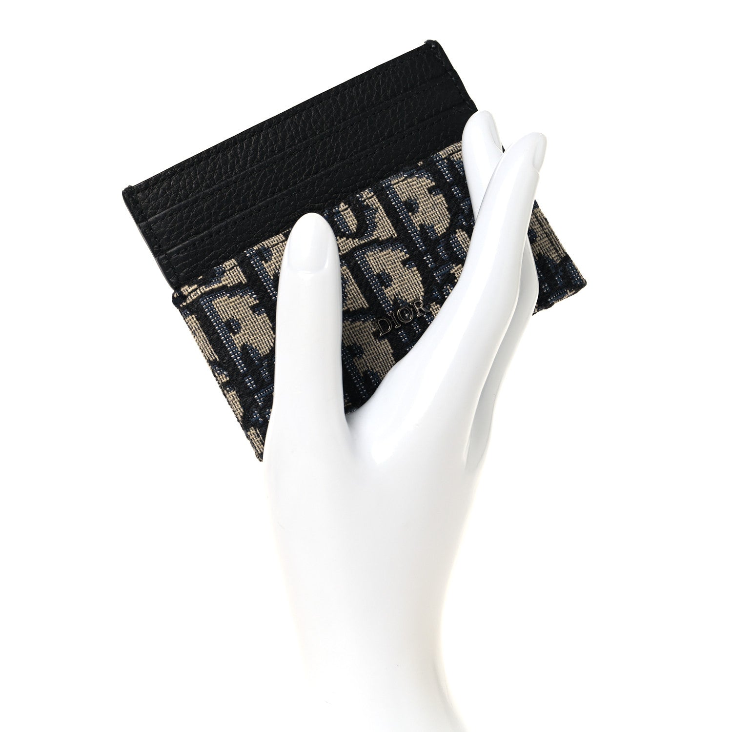 Christian Dior Grained Calfskin Oblique Card Holder Black 2 of 7