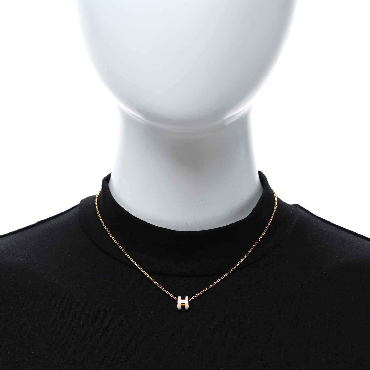 Lacquered Rose Gold Mini Pop H Pendant Necklace Rose Dragee