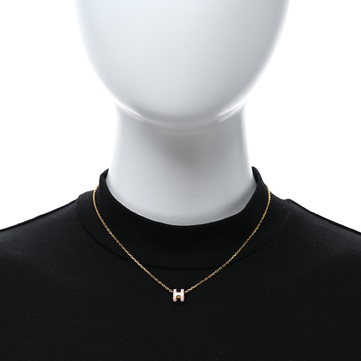 Hermes Lacquered Rose Gold Mini Pop H Pendant Necklace Rose Dragee 3 of 5