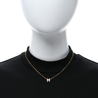 Hermes Lacquered Rose Gold Mini Pop H Pendant Necklace Rose Dragee 3 of 5
