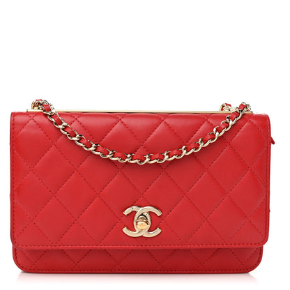 Chanel Lambskin Quilted Trendy CC Wallet On Chain WOC Red 1 of 13