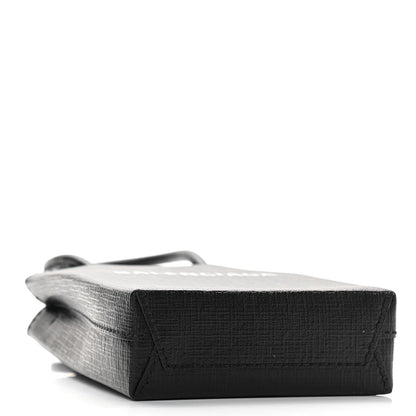 Balenciaga Squared Calfskin Logo Shopping Phone Holder Bag Black 4 of 9