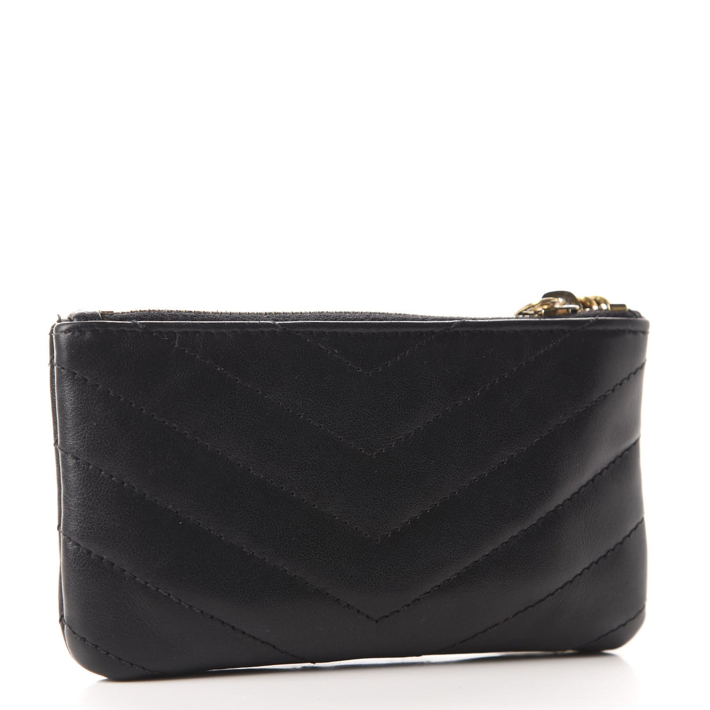 Calfskin Matelasse Monogram Key Pouch Black