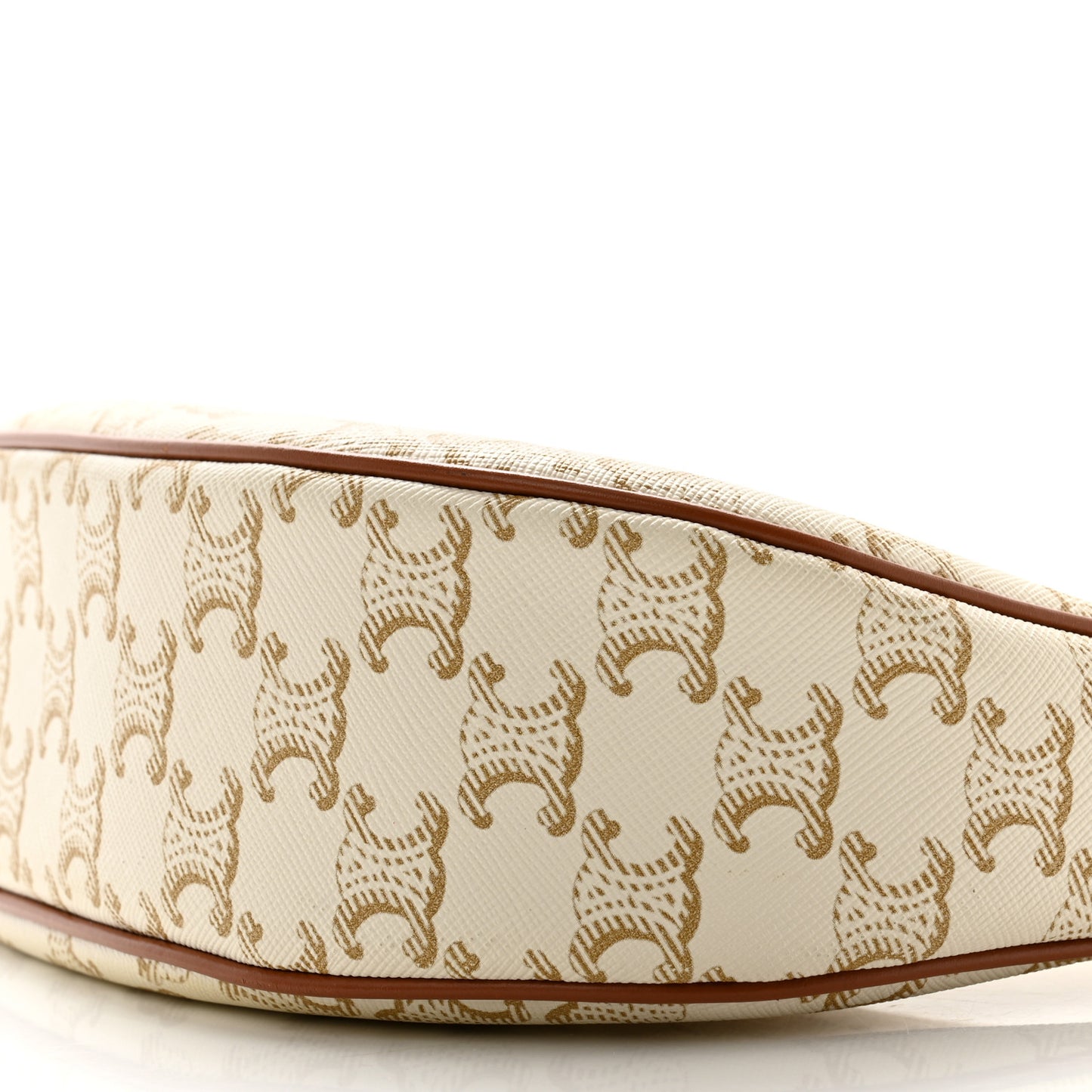 Canvas Calfskin Ava Triomphe Shoulder Bag White