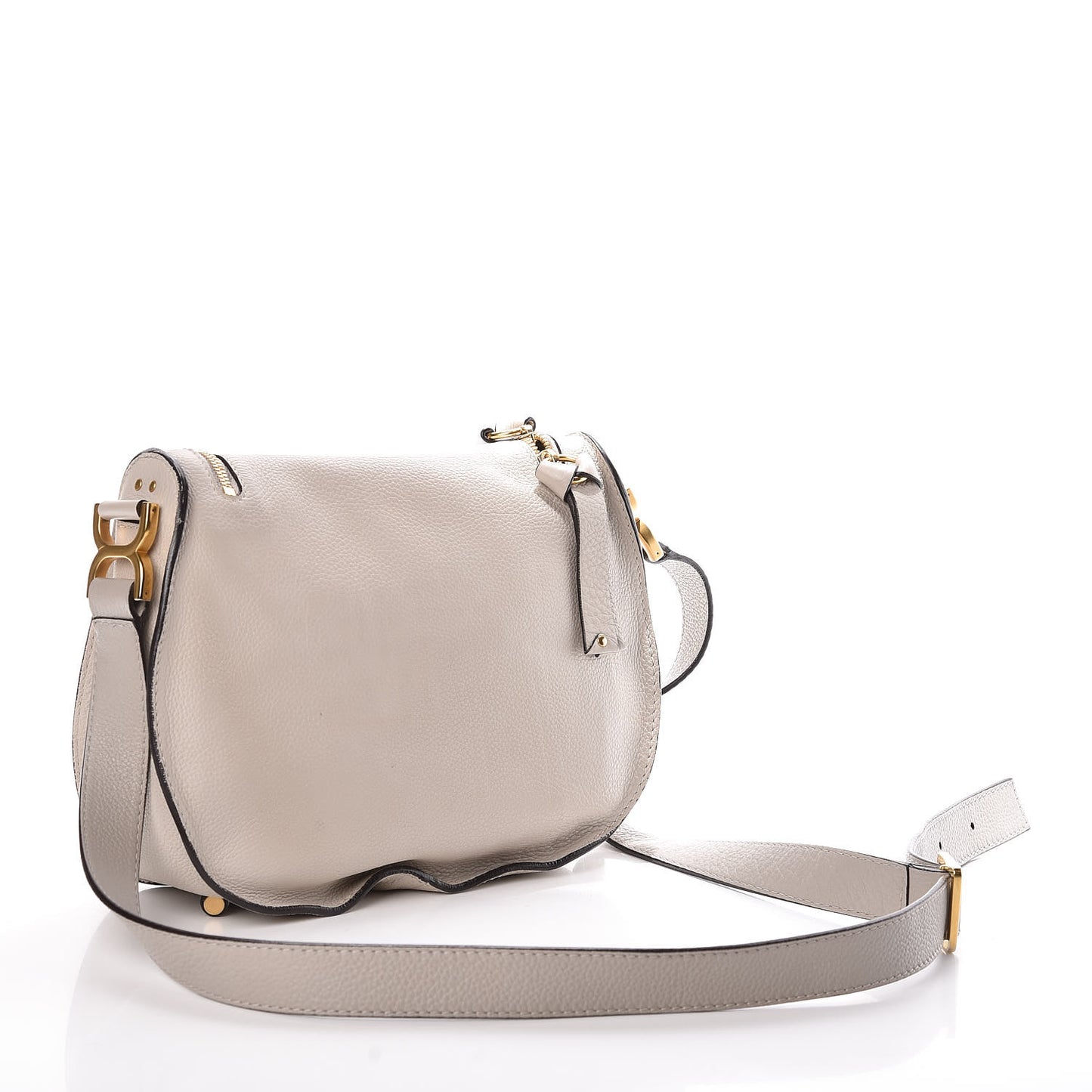 Calfskin Medium Marcie Round Zip Crossbody Bag Angora Beige