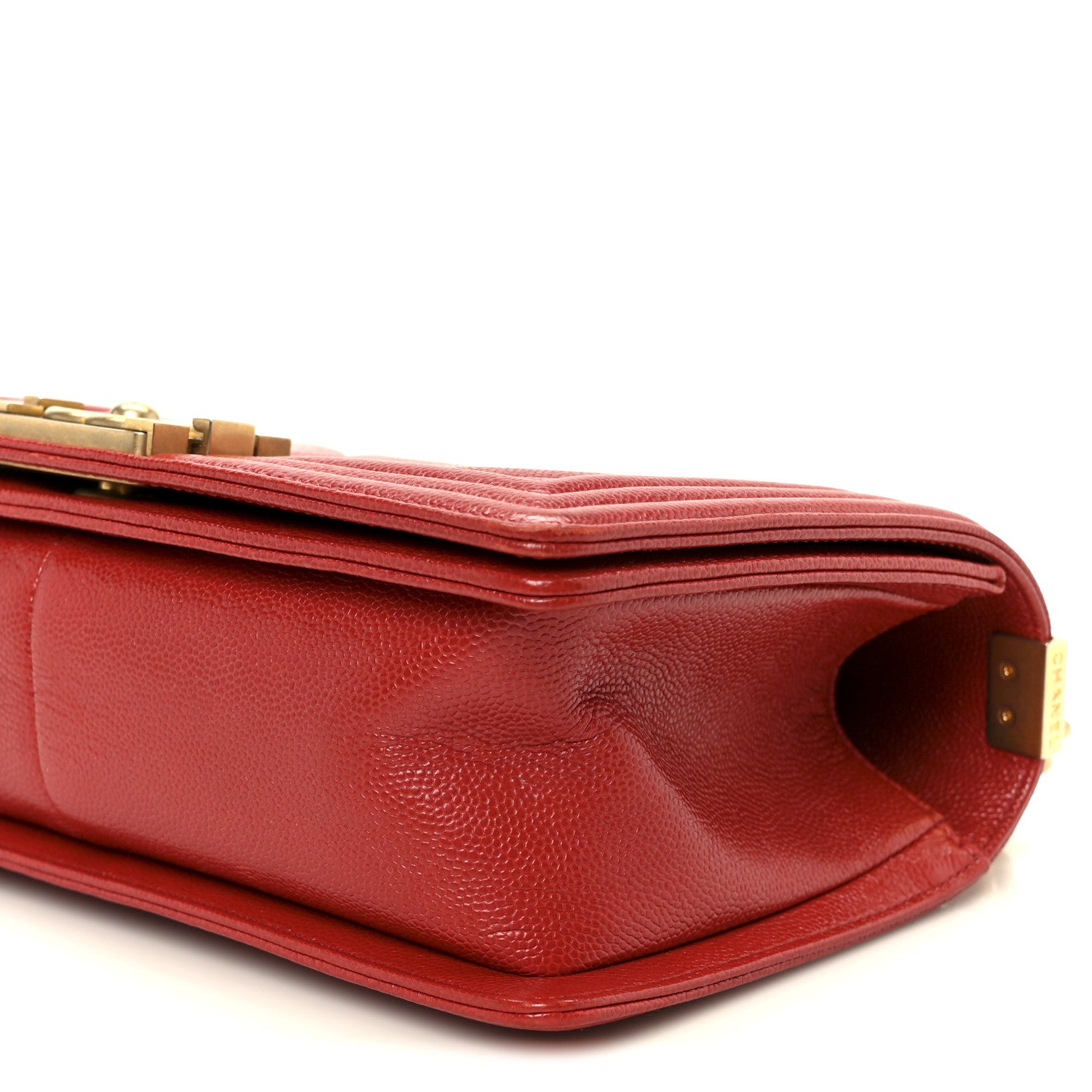 Chanel Caviar Chevron Quilted Medium Boy Flap Red 10 of 10