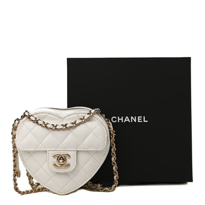 Chanel Lambskin Quilted CC In Love Heart Clutch With Chain White 11 of 11