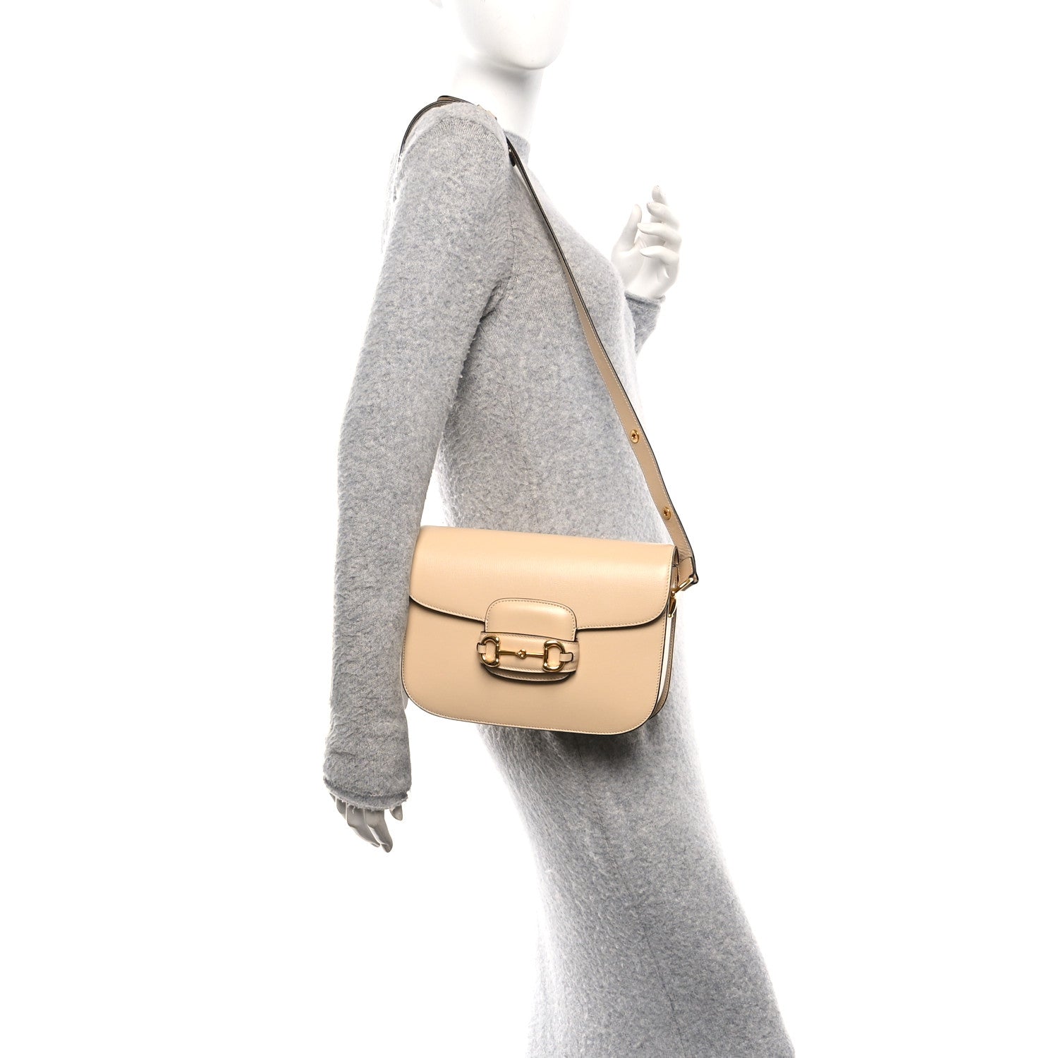 Gucci Azalea Calfskin Horsebit 1955 Shoulder Bag Bubble Tea 2 of 10