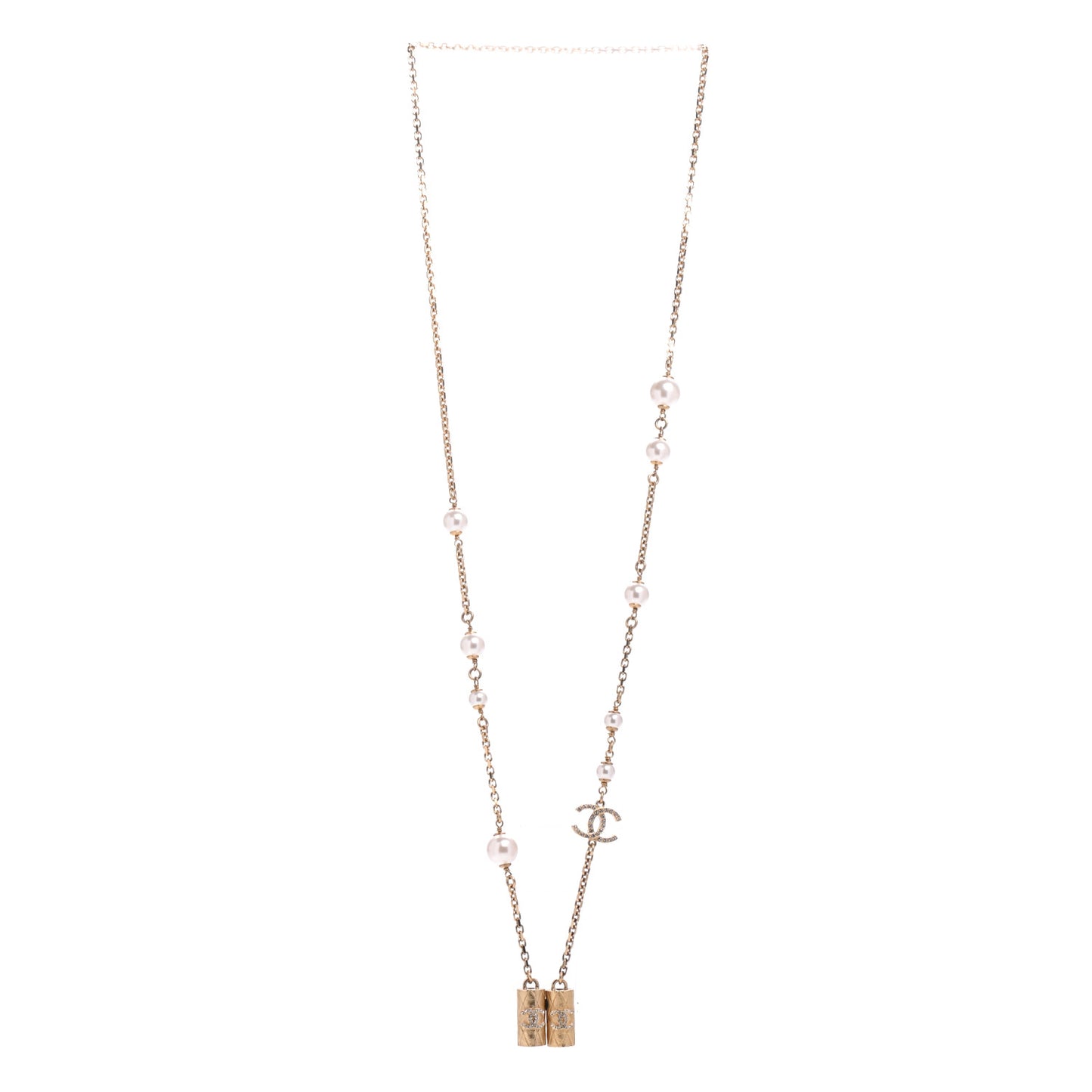 Crystal Pearl Airpod Necklace Gold