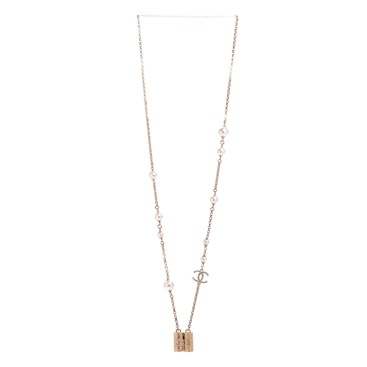 Chanel Crystal Pearl Airpod Necklace Gold 3 of 6