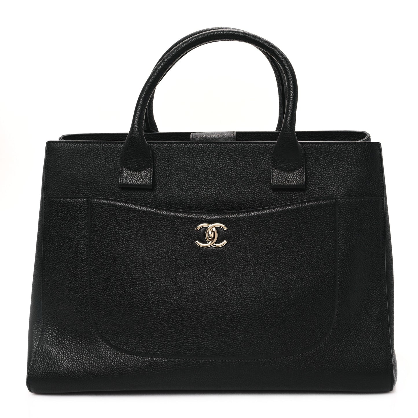 Grained Calfskin Large Neo Executive Shopper Tote Black Black