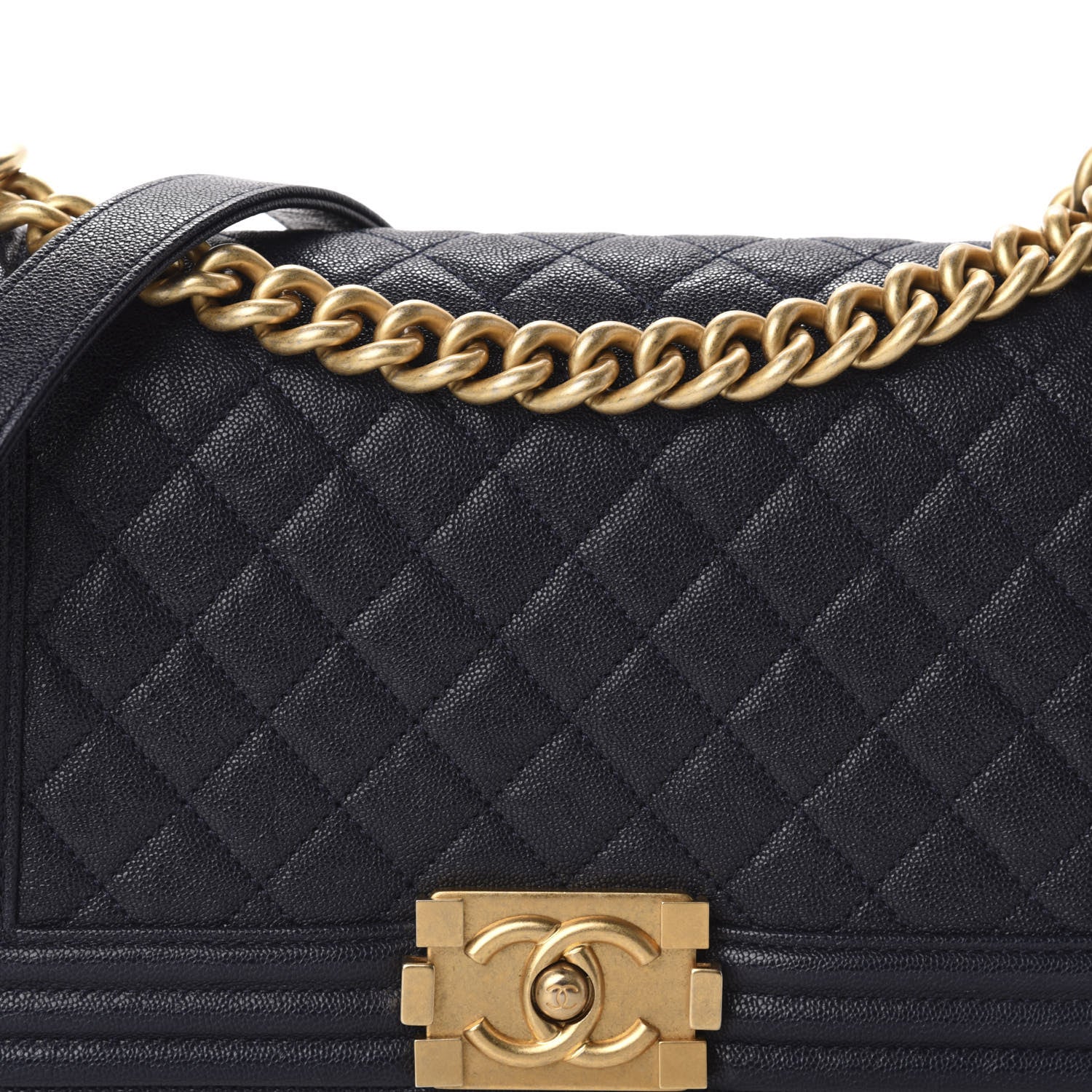 Chanel Caviar Quilted Medium Boy Flap Dark Blue 10 of 11