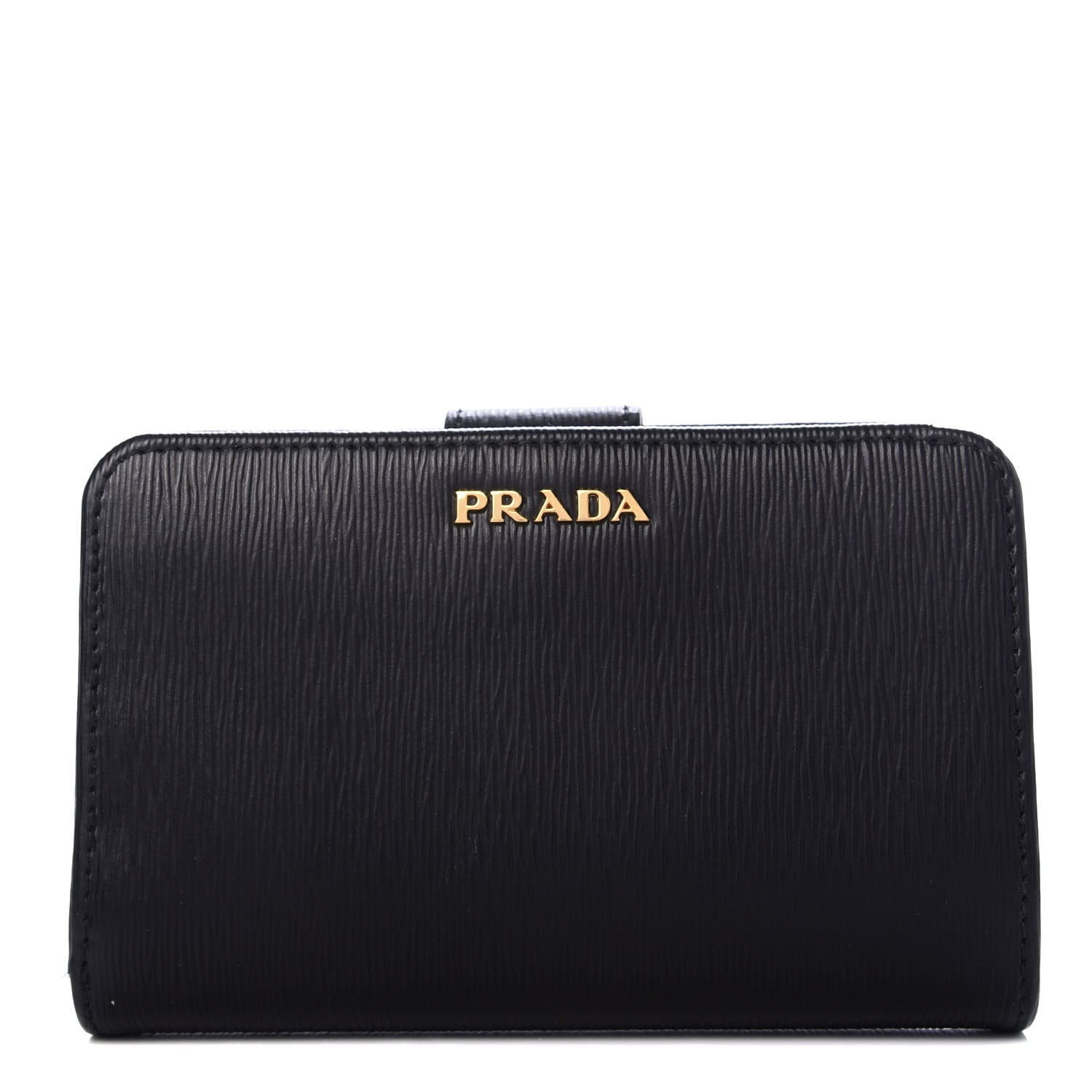 Prada Vitello Move Compact Wallet Black Lacca 1 of 8