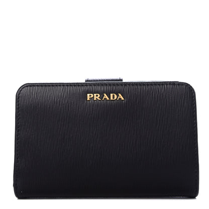 Prada Vitello Move Compact Wallet Black Lacca 1 of 8