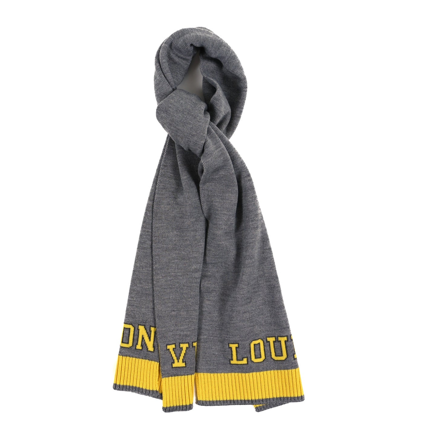 Wool Cashmere Echarpes Scarf Grey Yellow