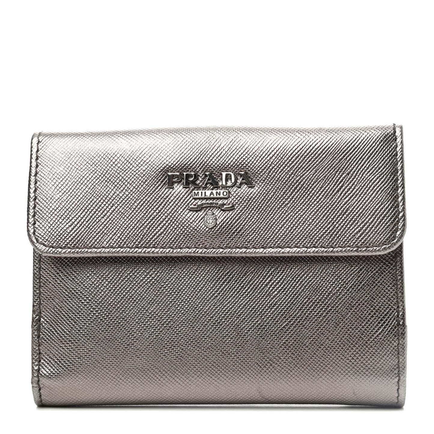 Metallic Saffiano Compact Flap Wallet Fumo Mordore