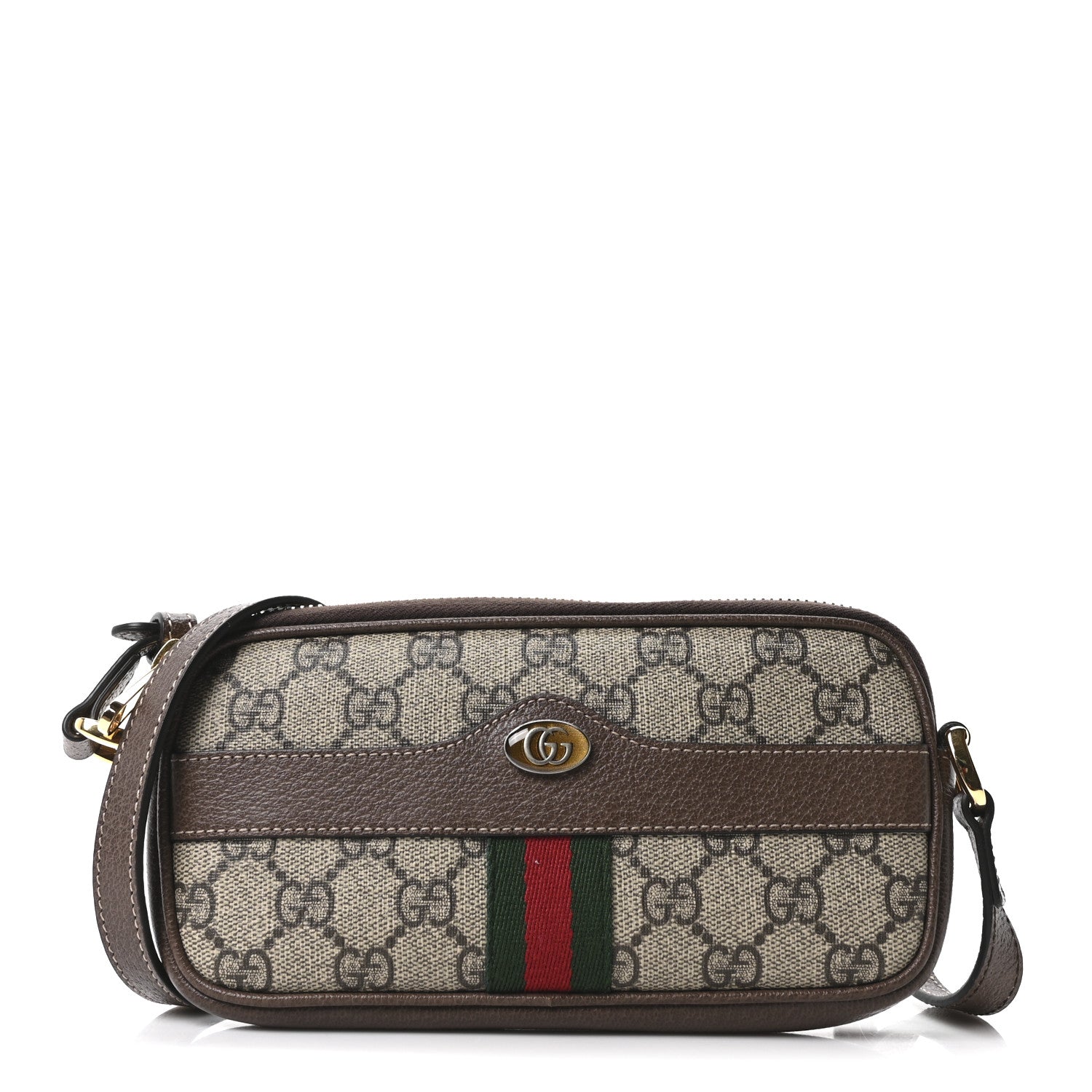 Gucci GG Supreme Monogram Web Mini Ophidia GG Bag Brown 1 of 10