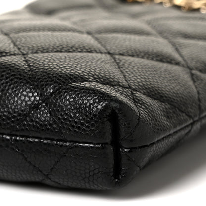 Chanel Caviar Quilted French New Wave Phone Holder With Chain Black 10 of 11