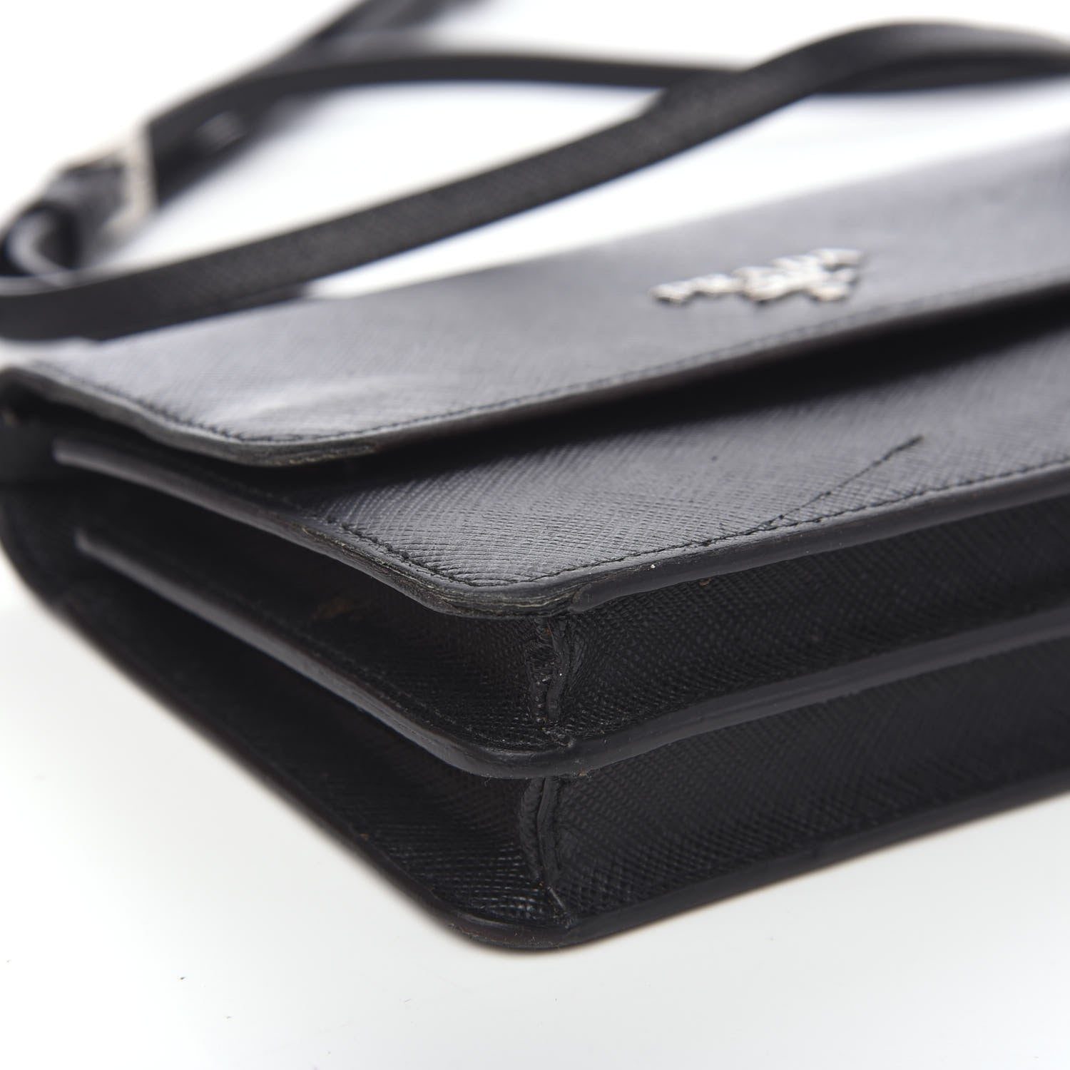 Prada Saffiano Metal Flap Wallet With Strap Black 5 of 14