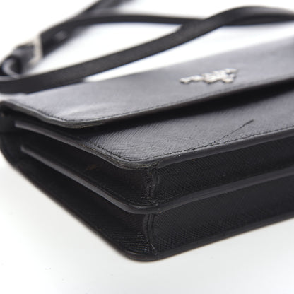 Prada Saffiano Metal Flap Wallet With Strap Black 5 of 14