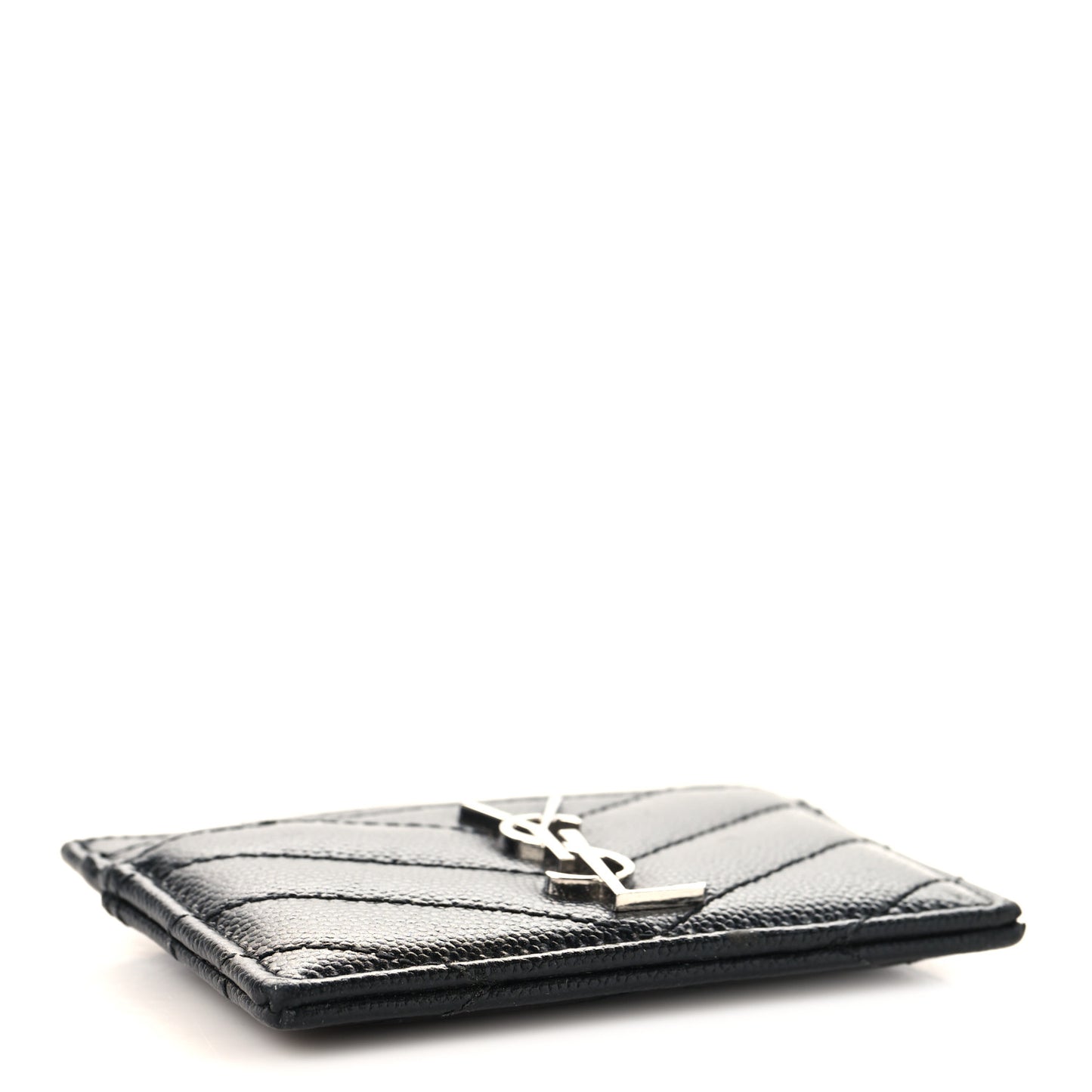 Grain De Poudre Matelasse Chevron Monogram Credit Card Case Black