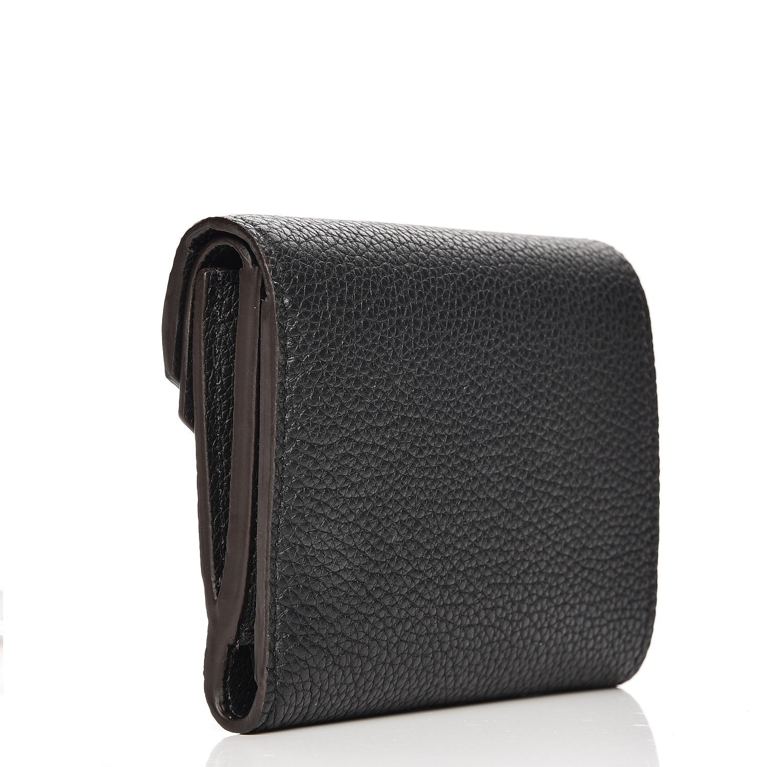 Louis Vuitton Grained Calfskin Monogram Double V Compact Wallet Black 3 of 8