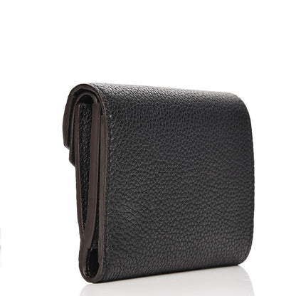 Louis Vuitton Grained Calfskin Monogram Double V Compact Wallet Black 3 of 8