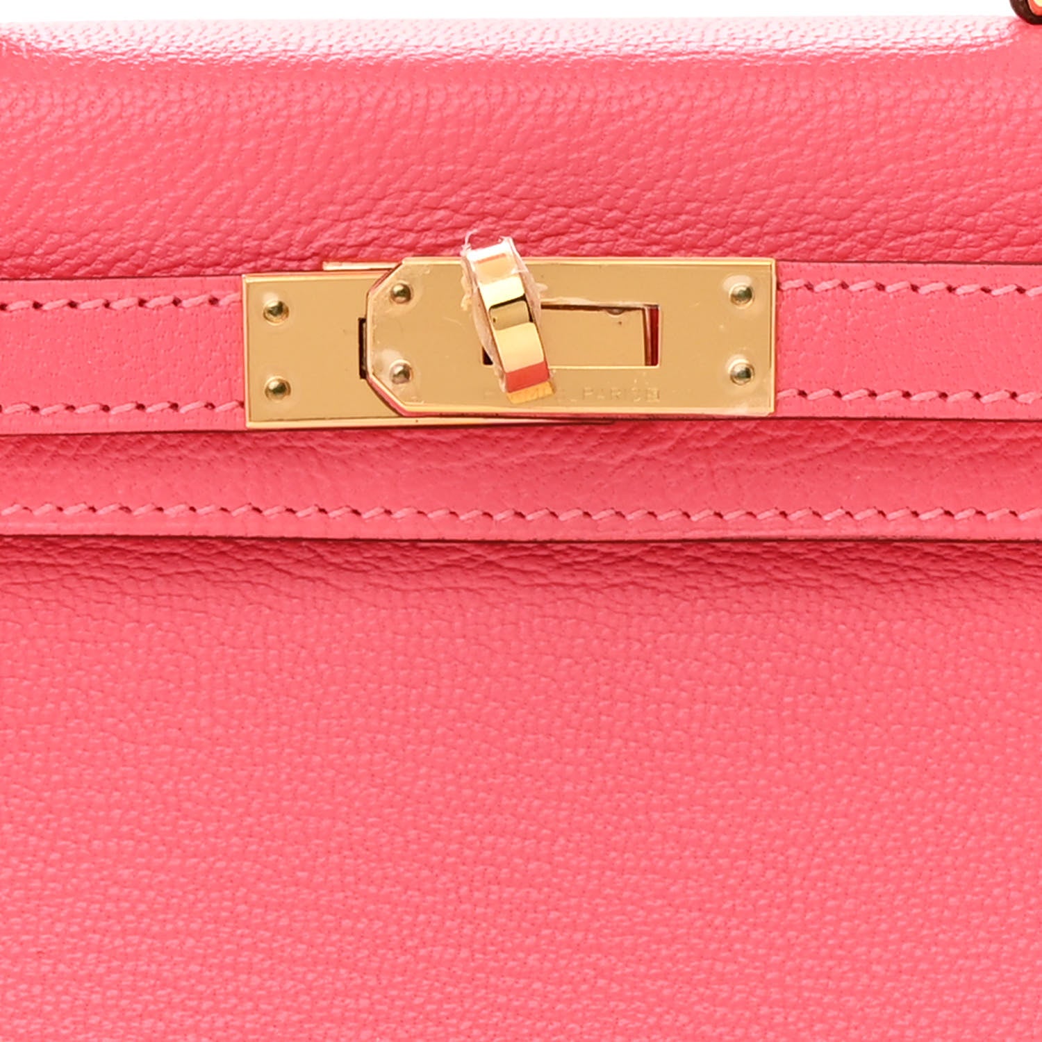 Hermes Chevre Mysore Mini Kelly Sellier 20 Rose Lipstick 8 of 15