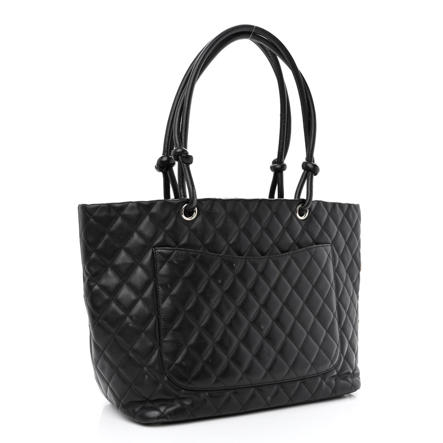 Calfskin Quilted Large Cambon Tote Black White