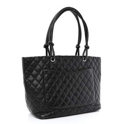 Chanel Calfskin Quilted Large Cambon Tote Black White 3 of 14