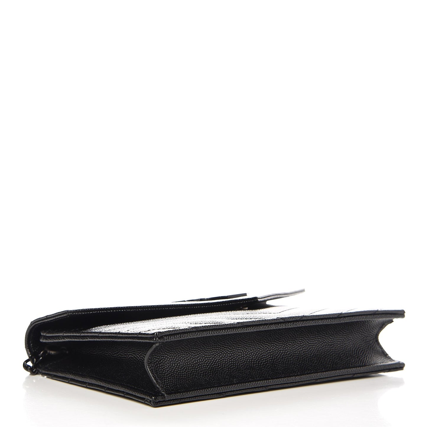 Grain De Poudre Matelasse Chevron Monogram Envelope Chain Wallet Black